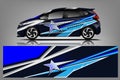 Car decal wrap design vector. Graphic abstract stripe racing background kit designs for vehicle, race car, rally, adventure and li