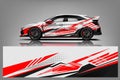 Car decal wrap design vector. Graphic abstract stripe racing background kit designs for vehicle, race car, rally, adventure and li