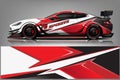 Car decal wrap design vector. Graphic abstract stripe racing background kit designs for vehicle, race car, rally, adventure and li