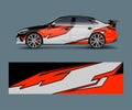 Car decal wrap design vector with wave element . Graphic abstract wave shapes racing for vehicle, race car template design vector