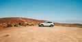 Car in desert. Padre Crowley Point at 4000 feet in Death Valley National Park, CA Royalty Free Stock Photo