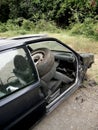 A car destroyed, insecurity and vandalism, Reunion island