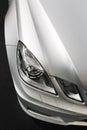 Car detail, lights, silver metallic Royalty Free Stock Photo