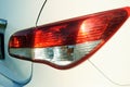 Car detail. New led taillight by night. The rear lights of the car, in hybrid sports car. Developed Cars rear brake light. Royalty Free Stock Photo