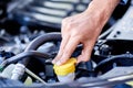 Car detailing series : Cleaning car engine. Close-up engine Royalty Free Stock Photo