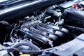 Car detailing series : Cleaning car engine. Close-up engine Royalty Free Stock Photo