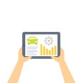 Car diagnostics with tablet, vector illustration Royalty Free Stock Photo