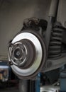 Car disc brake and shock strut absorber.