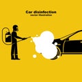 Car disinfection black icon. Cleaning and washing vehicle