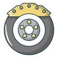 Car disk brake icon, cartoon style