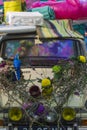 Car on Display Decorated with Artificial Beautiful Flowers in Keukenhof