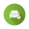 Car with dollar sign flat design long shadow glyph icon