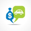 Car and dollar symbol in message bubble Royalty Free Stock Photo