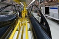 Car door on conveyor. Robotic equipment makes Assembly of car. Modern car Assembly at factory Royalty Free Stock Photo