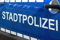 Car door lettering with Stadtpolizei -engl. city police Royalty Free Stock Photo