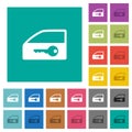 Car door lock square flat multi colored icons Royalty Free Stock Photo