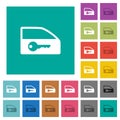 Car door lock square flat multi colored icons Royalty Free Stock Photo