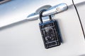 car door with padlock icon for theft protection, security, protection Royalty Free Stock Photo
