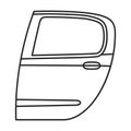 Car door vector outline icon. Vector illustration car on door white background. Isolated outline illustration icon of Royalty Free Stock Photo