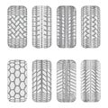 Car dotted tire tracks Royalty Free Stock Photo