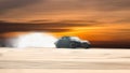 Car drifting, Blurred of image diffusion race drift car with lots of smoke from burning tires on speed track Royalty Free Stock Photo