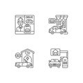 Car in drive thru lane linear icons set Royalty Free Stock Photo