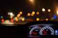 The car drive time in the night city Royalty Free Stock Photo