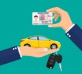 Car driver license identification card in hand Royalty Free Stock Photo