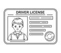 Car driver license identification ID card line icon. Right to drive. Verification identity. Document with person man info. Vector Royalty Free Stock Photo