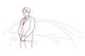 Car driver in suit standing near car Royalty Free Stock Photo