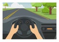 Car driver view. Simple flat illustration.