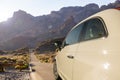 Car driving along a desert road Royalty Free Stock Photo
