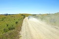 Car driving on a dirt road in Portugal Royalty Free Stock Photo