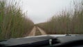 Car driving dirt road. Savannah driving in desert. Summer vacation, trip safari. Royalty Free Stock Photo