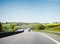 Car driving fast on French highway Montargis Royalty Free Stock Photo