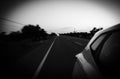 Car driving fast on the highway at dusk sunset Majorca Royalty Free Stock Photo