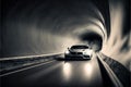 Car driving fast in tunnel Royalty Free Stock Photo