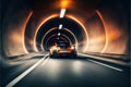 Car driving fast in tunnel Royalty Free Stock Photo