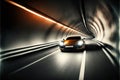 Car driving fast in tunnel Royalty Free Stock Photo