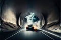 Car driving fast in tunnel Royalty Free Stock Photo