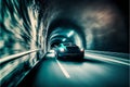 Car driving fast in tunnel Royalty Free Stock Photo