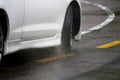 Car driving fast under the rain Royalty Free Stock Photo