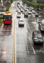 Car Driving On Flooded Street Royalty Free Stock Photo