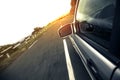 A car driving on a motorway at high speeds Royalty Free Stock Photo