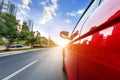 A car driving on a motorway at high speeds Royalty Free Stock Photo