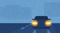 A Car Driving in Rain at Night Royalty Free Stock Photo