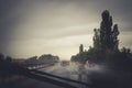 Bad weather on the highway Royalty Free Stock Photo