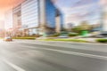 Car driving on road, motion blur