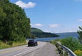 Car driving on a scenic highway Royalty Free Stock Photo