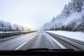 Car Driving on Snowy Road Highway Autobahn German Transportation Royalty Free Stock Photo